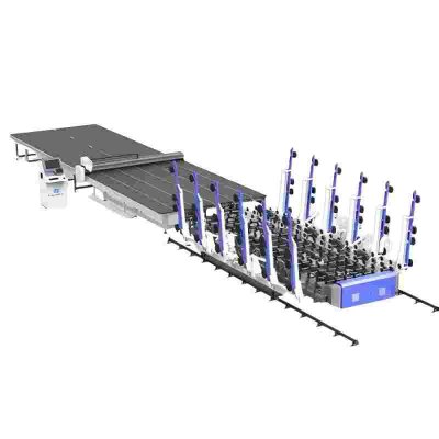 Línea de corte de vidrio completamente automática para carga, transporte y corte